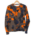 Black And Orange Camouflage Print Men's Crewneck Sweatshirt
