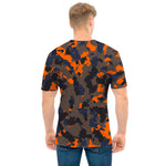 Black And Orange Camouflage Print Men's T-Shirt