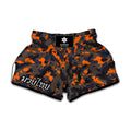 Black And Orange Camouflage Print Muay Thai Boxing Shorts