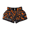 Black And Orange Camouflage Print Muay Thai Boxing Shorts