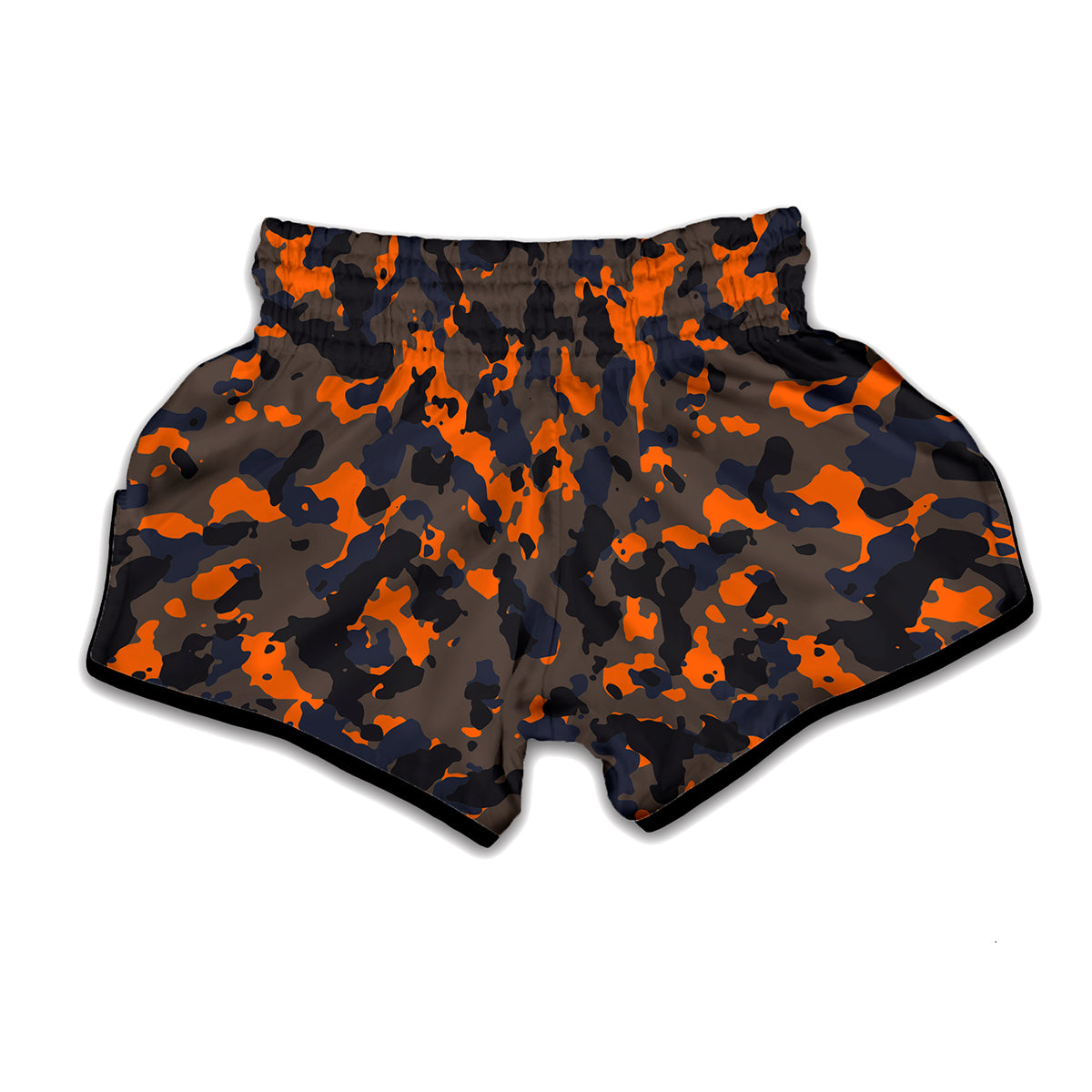 Black And Orange Camouflage Print Muay Thai Boxing Shorts