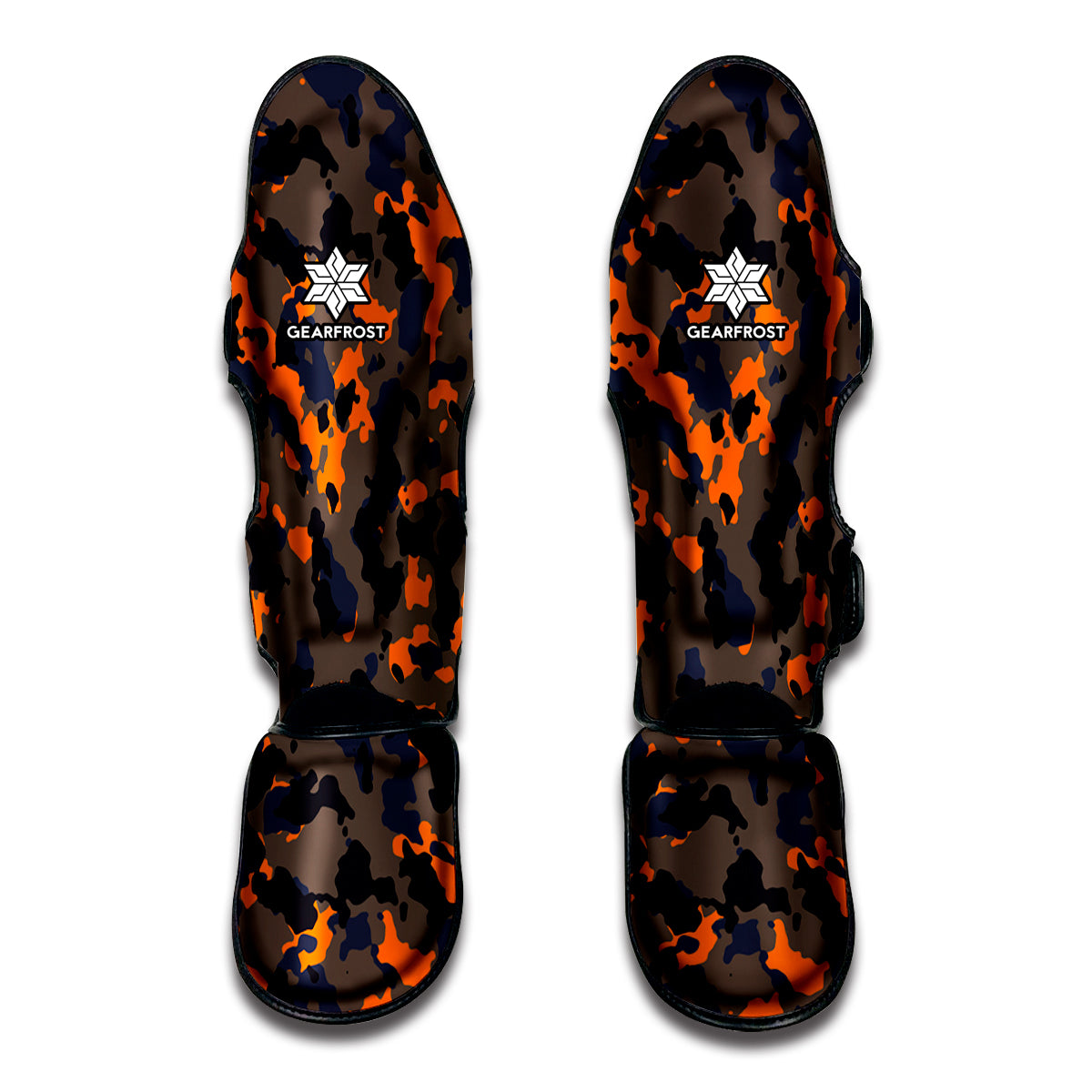 Black And Orange Camouflage Print Muay Thai Shin Guard