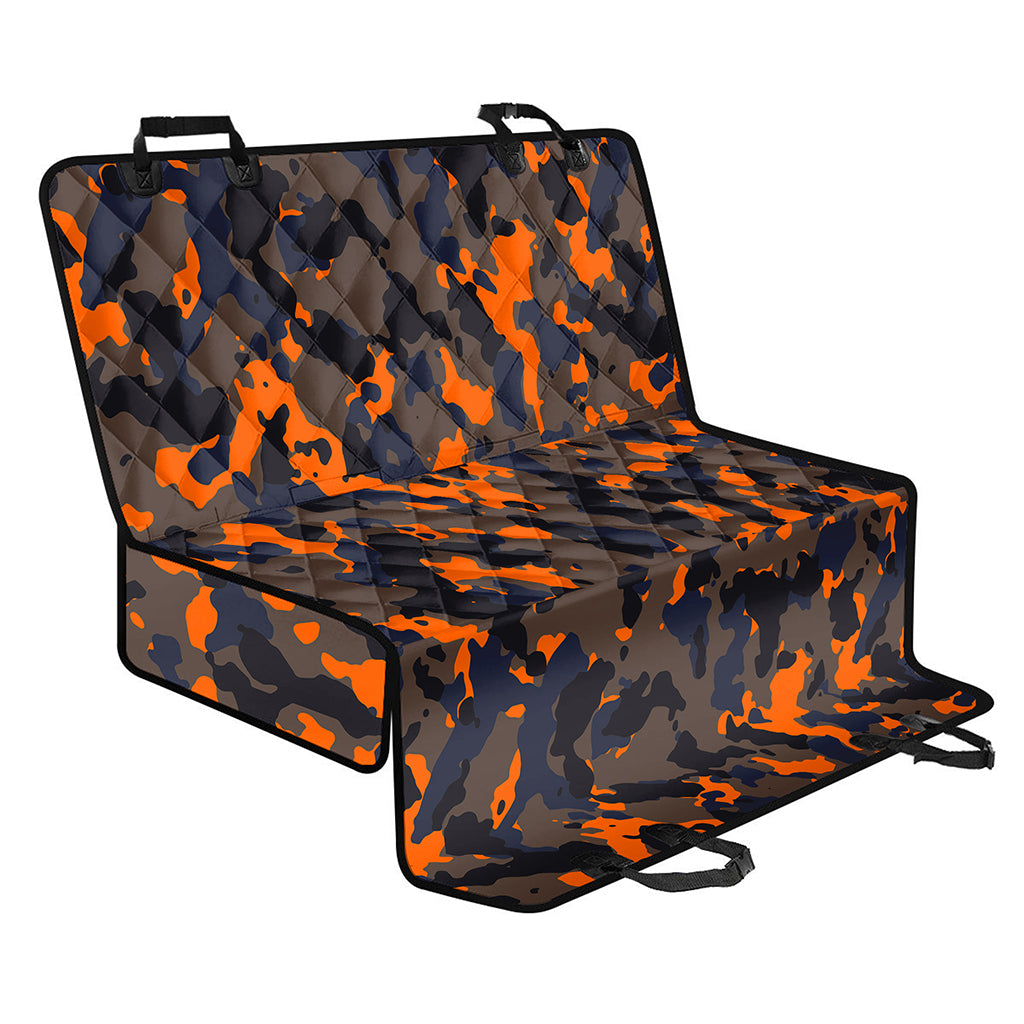 Black And Orange Camouflage Print Pet Car Back Seat Cover