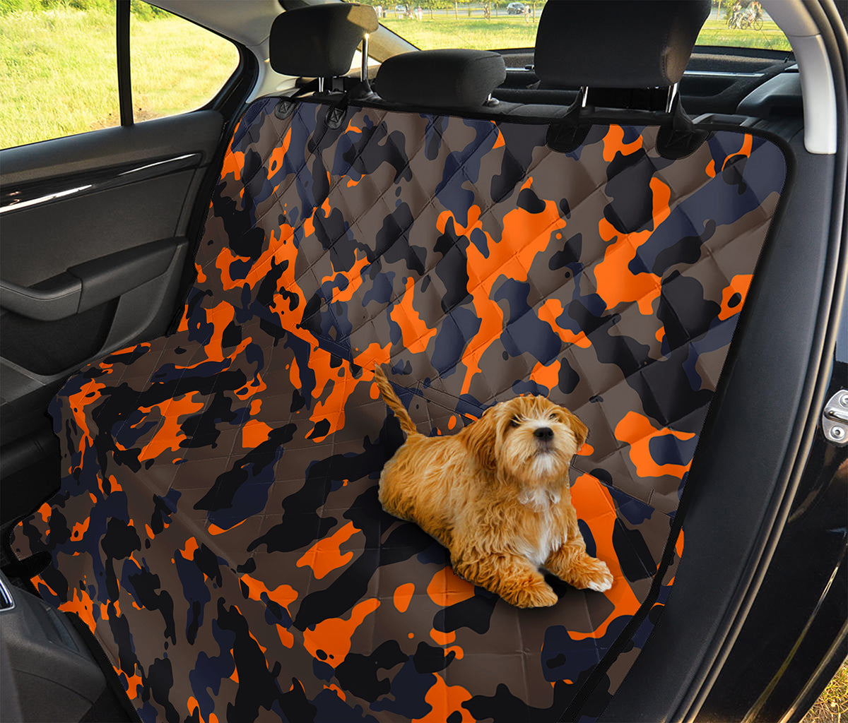 Black And Orange Camouflage Print Pet Car Back Seat Cover