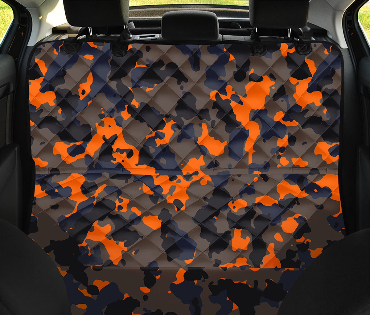Black And Orange Camouflage Print Pet Car Back Seat Cover