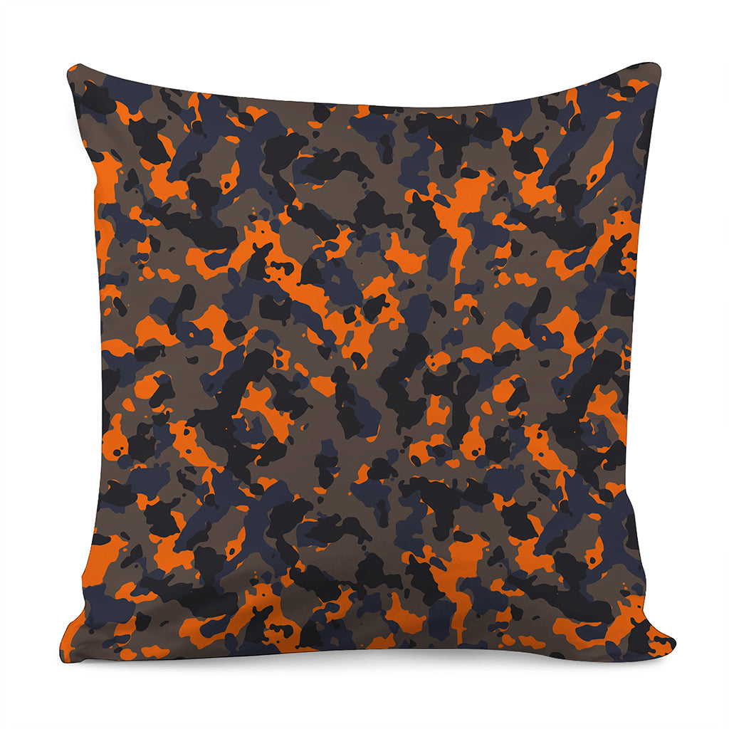 Black And Orange Camouflage Print Pillow Cover