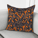 Black And Orange Camouflage Print Pillow Cover
