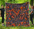 Black And Orange Camouflage Print Quilt
