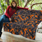 Black And Orange Camouflage Print Quilt