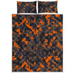 Black And Orange Camouflage Print Quilt Bed Set