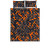 Black And Orange Camouflage Print Quilt Bed Set