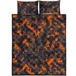 Black And Orange Camouflage Print Quilt Bed Set