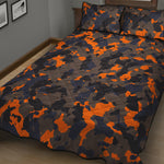 Black And Orange Camouflage Print Quilt Bed Set