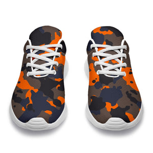 Black And Orange Camouflage Print Sport Shoes GearFrost