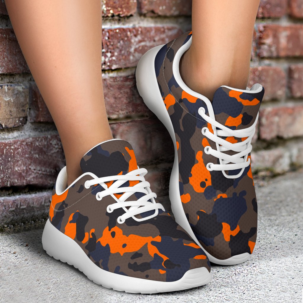 Black And Orange Camouflage Print Sport Shoes GearFrost