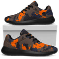 Black And Orange Camouflage Print Walking Shoes