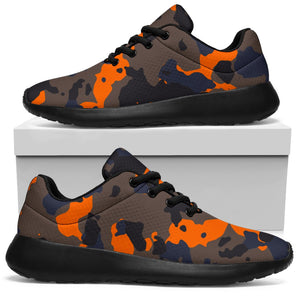 Black And Orange Camouflage Print Sport Shoes GearFrost