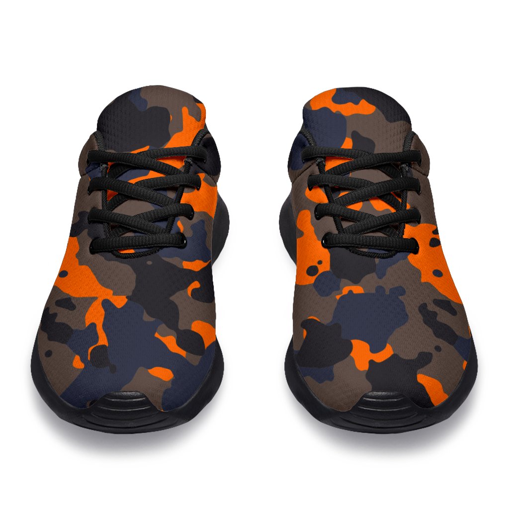 Black And Orange Camouflage Print Sport Shoes GearFrost