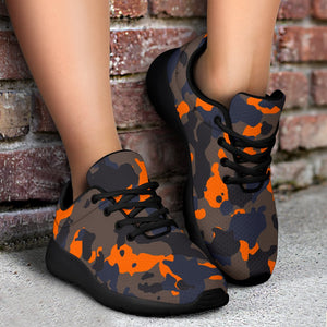 Black And Orange Camouflage Print Sport Shoes GearFrost