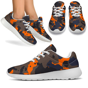 Black And Orange Camouflage Print Sport Shoes GearFrost