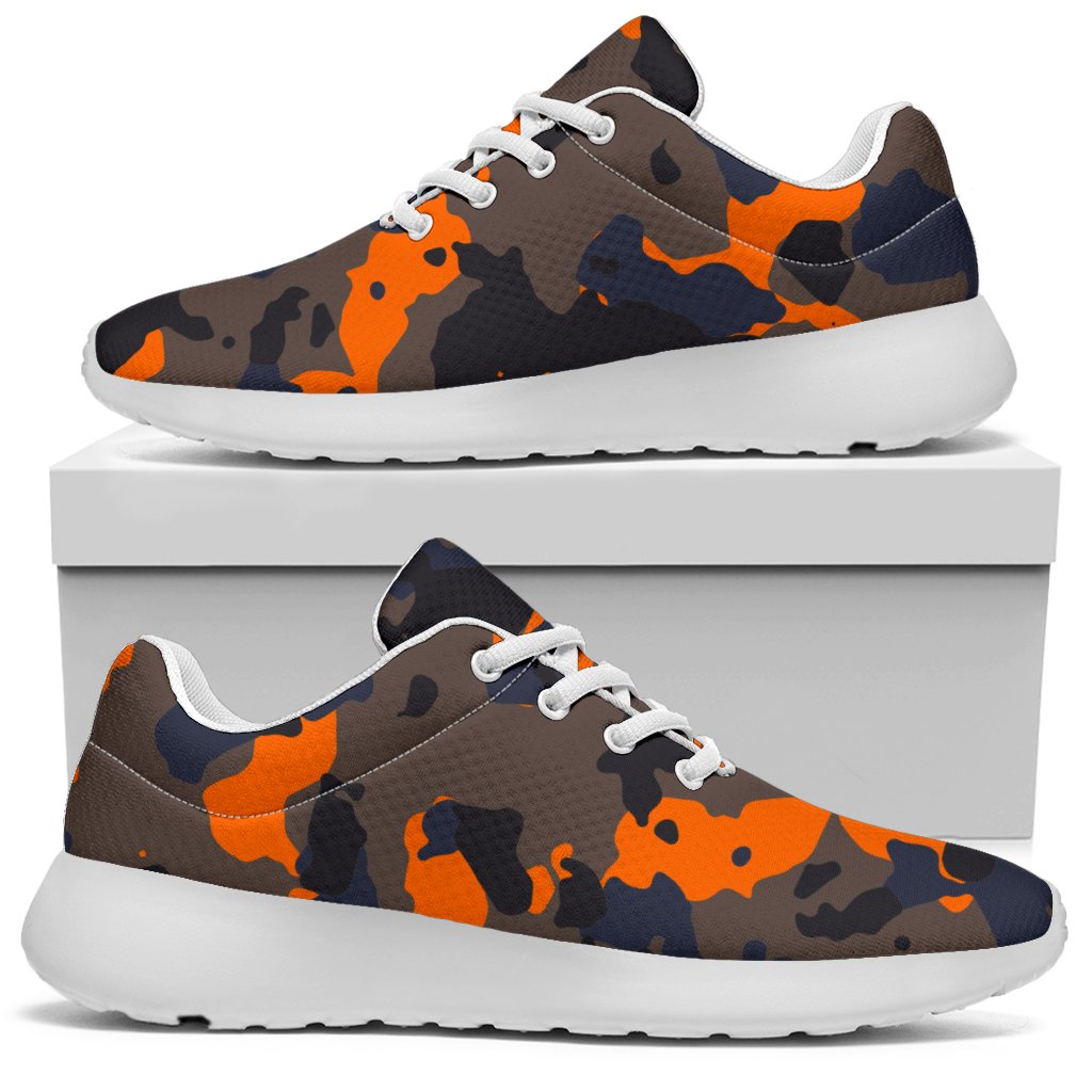 Black And Orange Camouflage Print Sport Shoes GearFrost