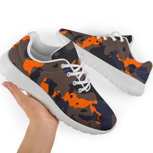 Black And Orange Camouflage Print Sport Shoes GearFrost