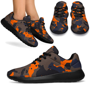 Black And Orange Camouflage Print Sport Shoes GearFrost