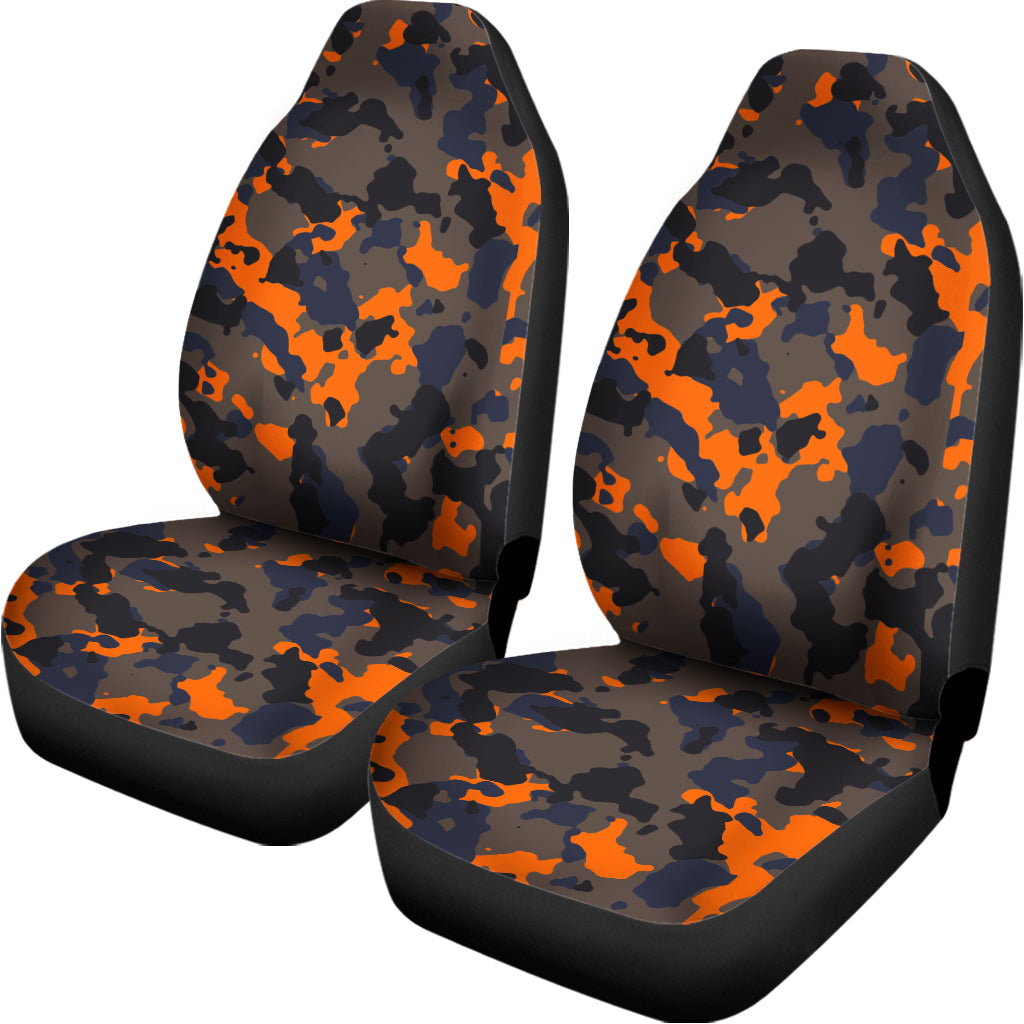 Black And Orange Camouflage Print Universal Fit Car Seat Covers