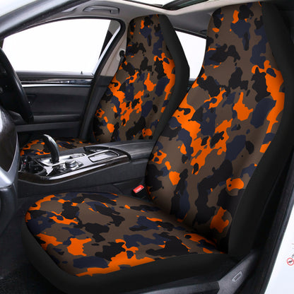 Black And Orange Camouflage Print Universal Fit Car Seat Covers