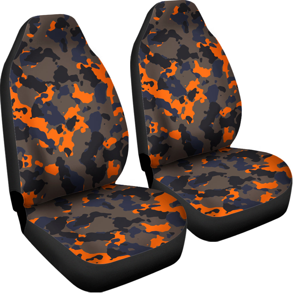 Black And Orange Camouflage Print Universal Fit Car Seat Covers