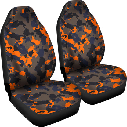 Black And Orange Camouflage Print Universal Fit Car Seat Covers