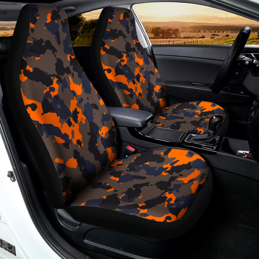Black And Orange Camouflage Print Universal Fit Car Seat Covers