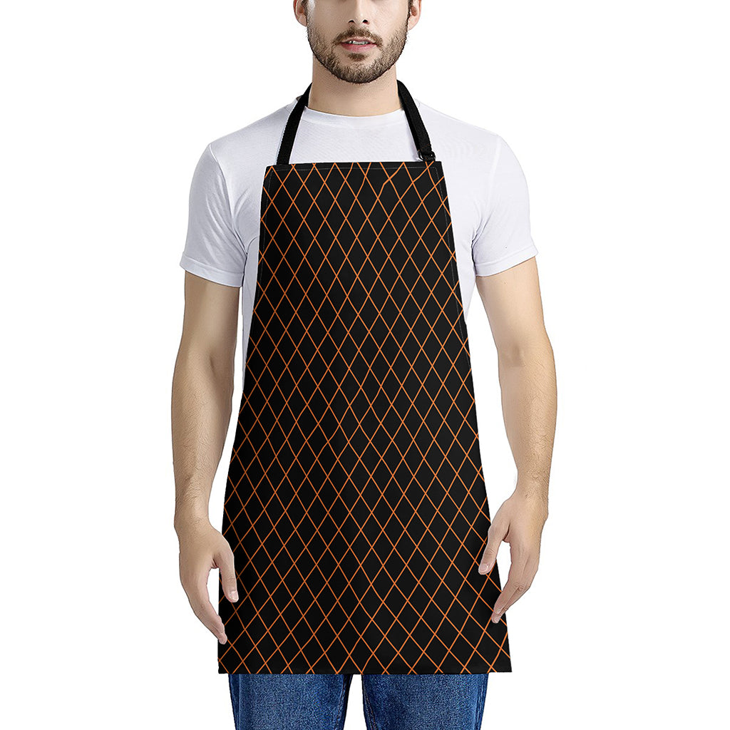 Black And Orange Harlequin Print Apron