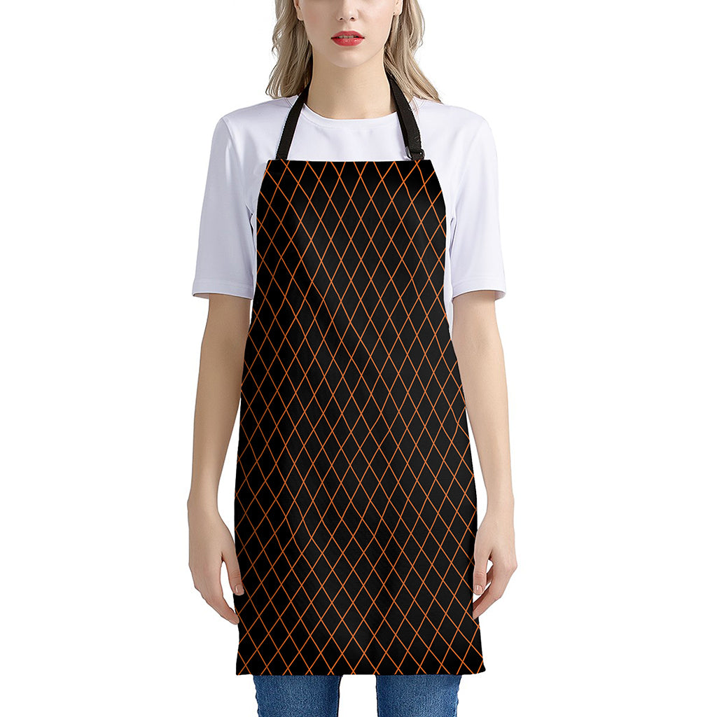 Black And Orange Harlequin Print Apron