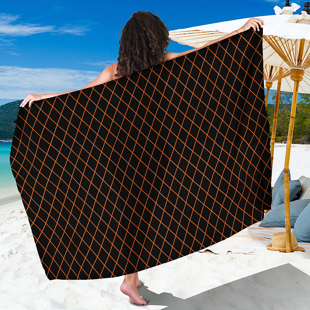 Black And Orange Harlequin Print Beach Sarong Wrap