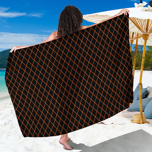 Black And Orange Harlequin Print Beach Sarong Wrap