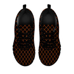 Black And Orange Harlequin Print Black Sneakers