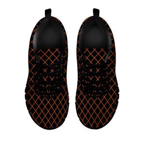 Black And Orange Harlequin Print Black Sneakers