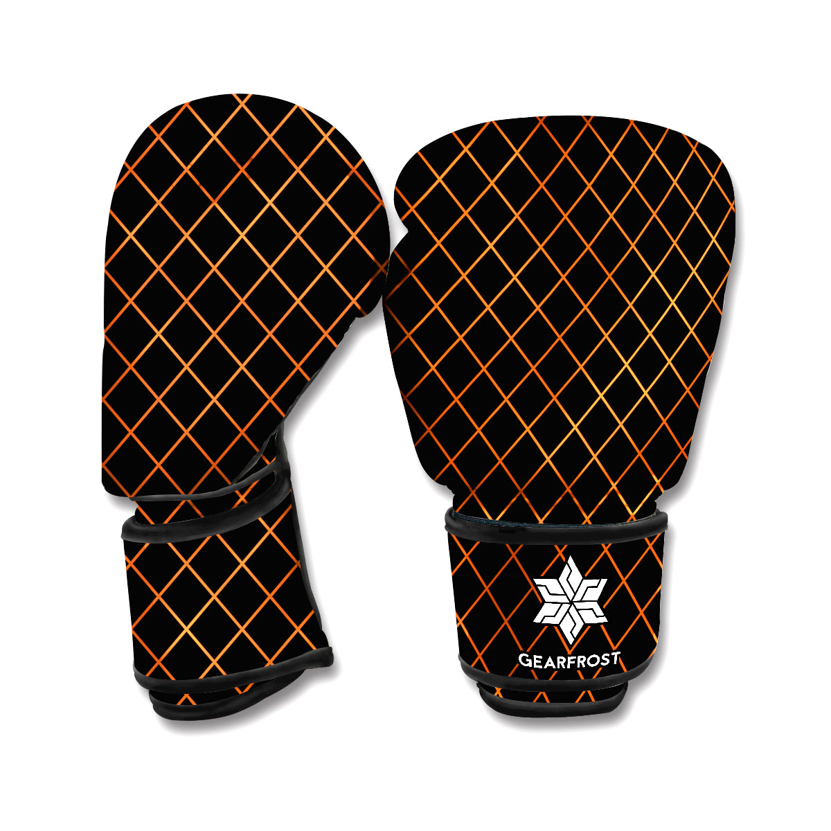 Black And Orange Harlequin Print Boxing Gloves