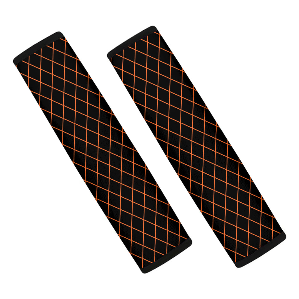 Black And Orange Harlequin Print Car Seat Belt Covers