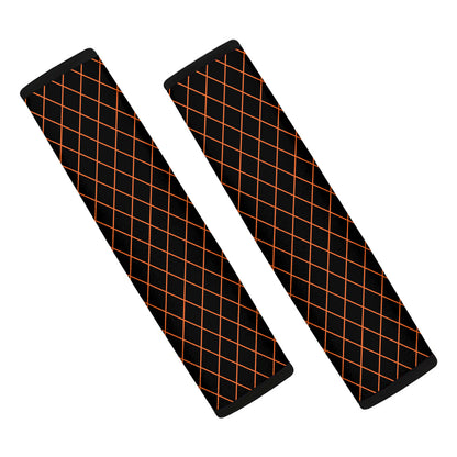 Black And Orange Harlequin Print Car Seat Belt Covers