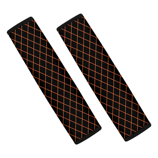 Black And Orange Harlequin Print Car Seat Belt Covers