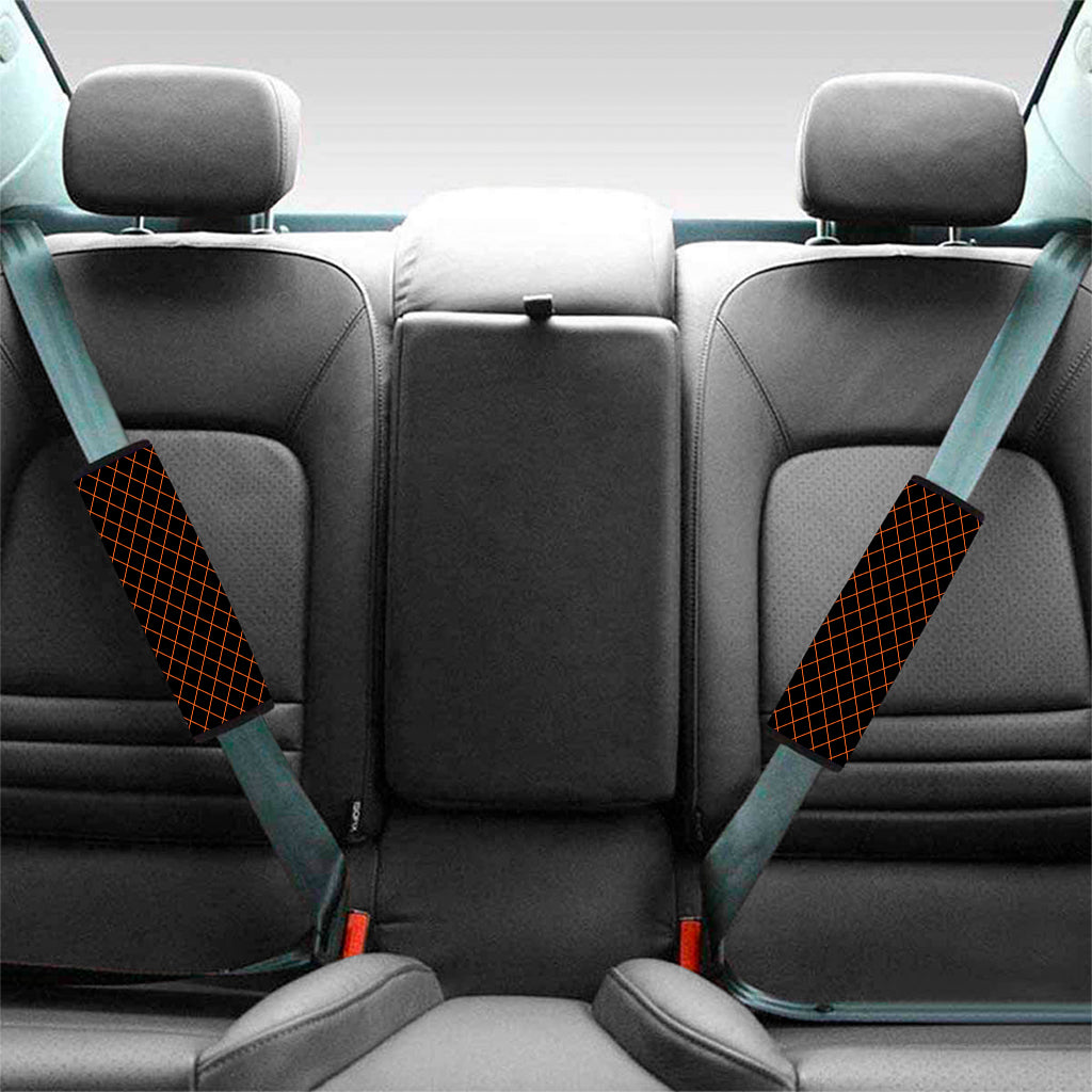 Black And Orange Harlequin Print Car Seat Belt Covers