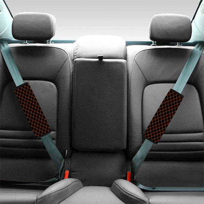Black And Orange Harlequin Print Car Seat Belt Covers