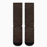 Black And Orange Harlequin Print Crew Socks