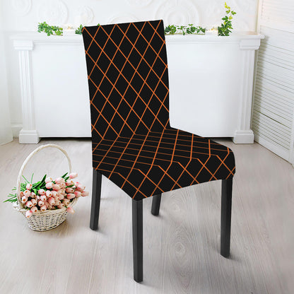 Black And Orange Harlequin Print Dining Chair Slipcover