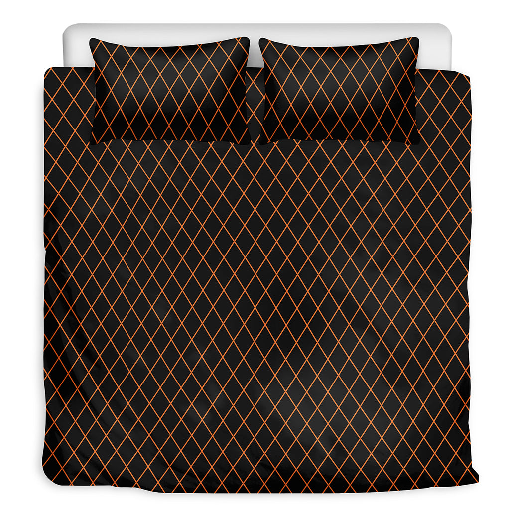 Black And Orange Harlequin Print Duvet Cover Bedding Set