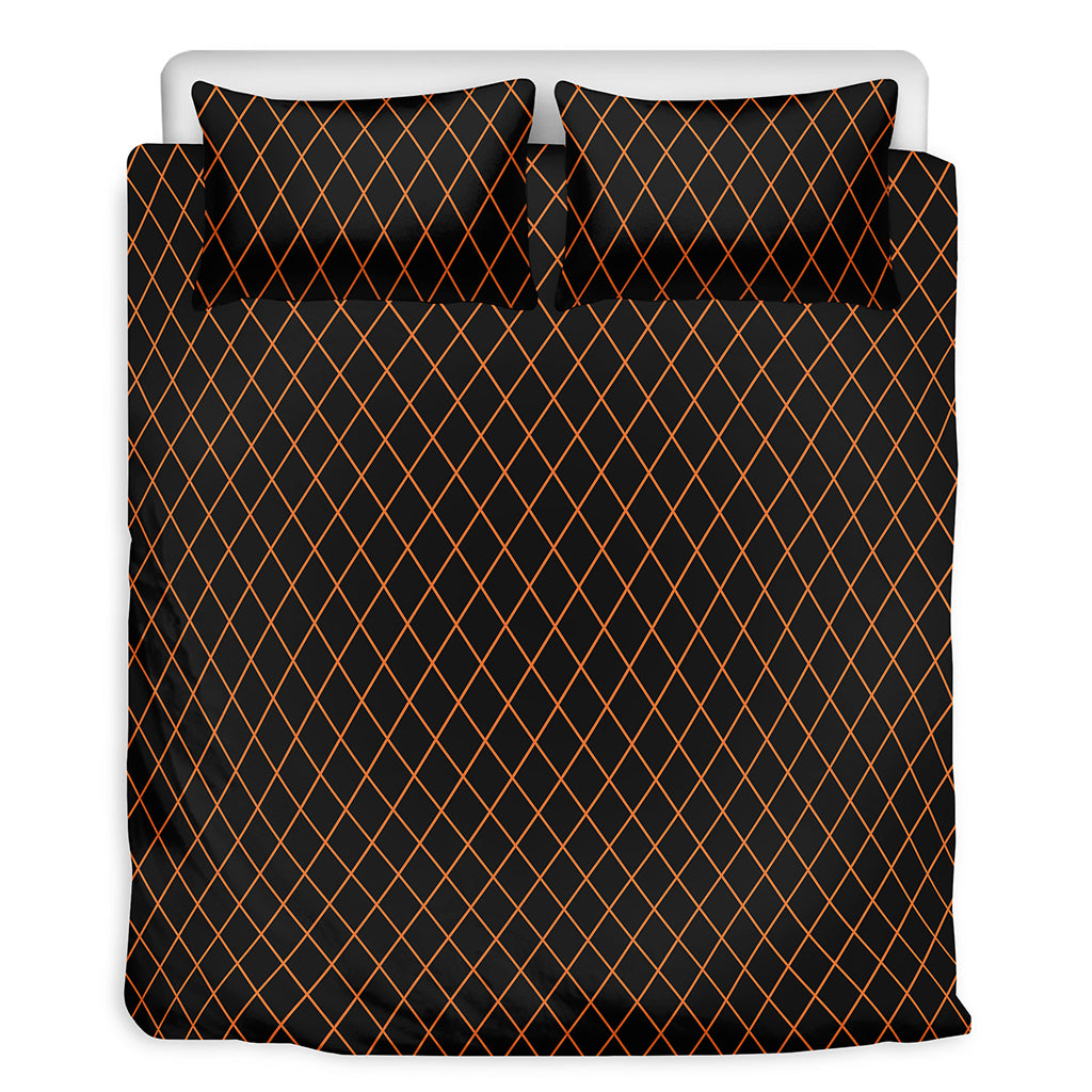 Black And Orange Harlequin Print Duvet Cover Bedding Set