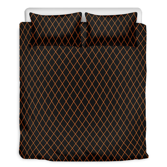 Black And Orange Harlequin Print Duvet Cover Bedding Set