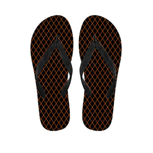 Black And Orange Harlequin Print Flip Flops